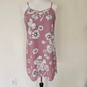 Love, Fire Pink Floral Print Mini Dress Sundress Size M Summer